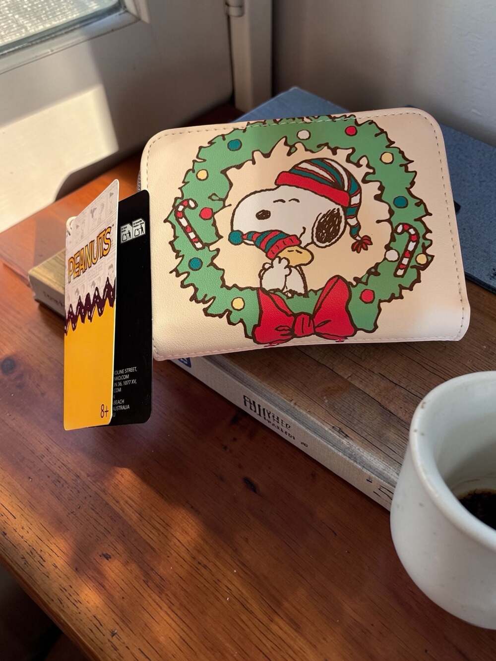 Loungefly Peanuts Snoopy and Woodstock Christmas Wreath Zip Around Wallet NWT